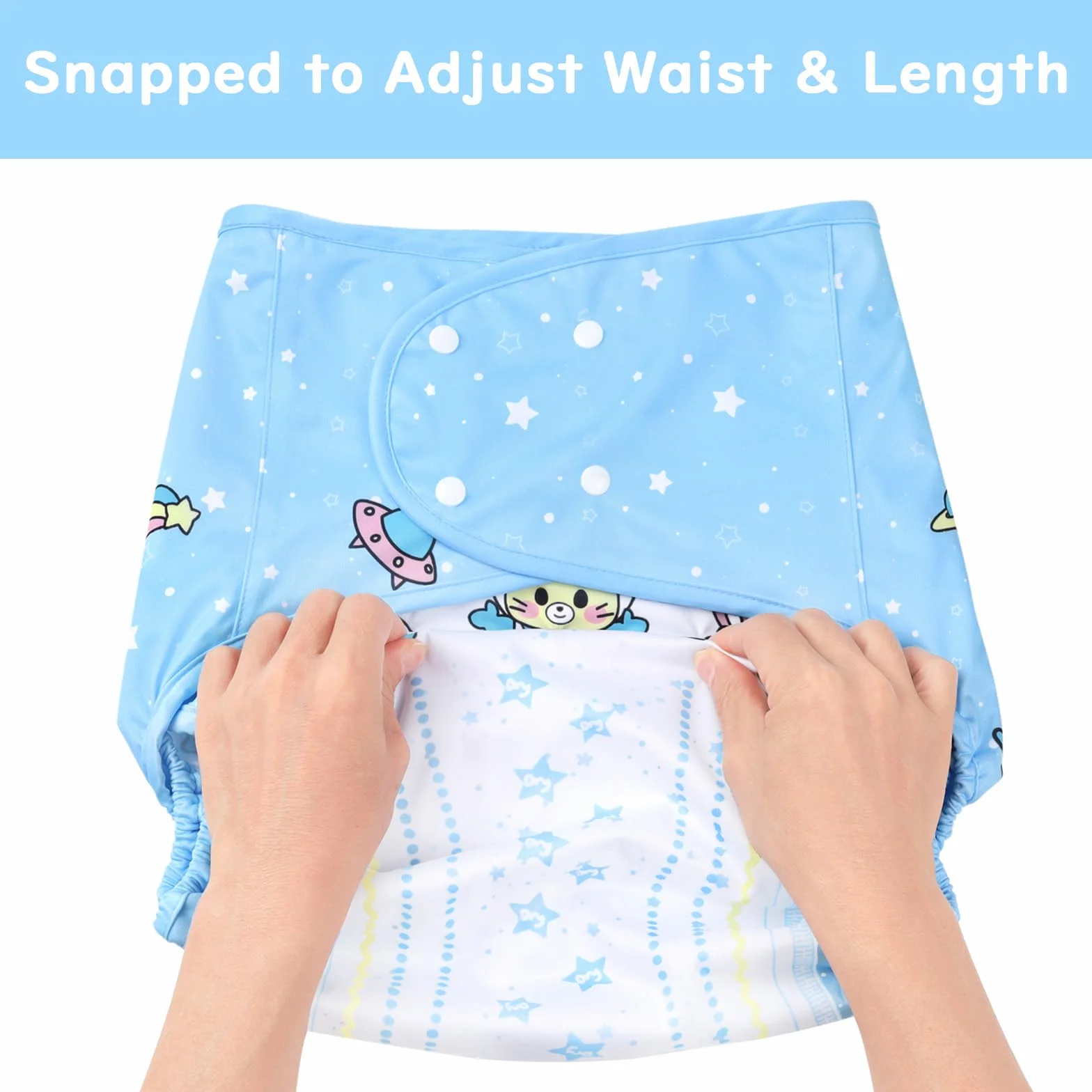 LittleForBig Waschbarer Verstellbarer Wiederverwendbarer Wasserdichter Stoffwindel Überhose Bezug für Erwachsene Einheitsgröße - Astro Babies