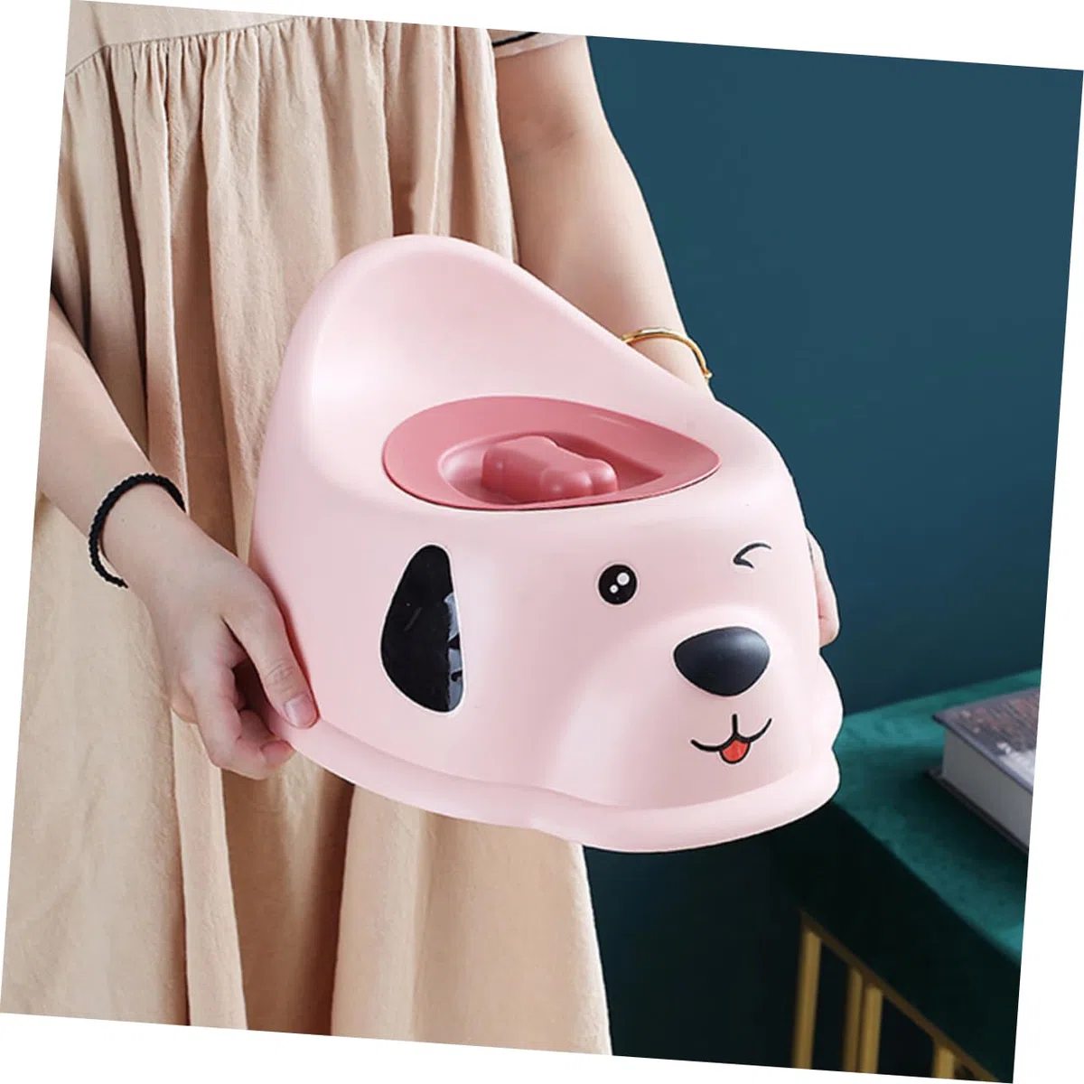 Kinder Toilettensitz für Jungen und Mädchen, Pp, mit Deckel | Kleinkind Töpfchen für Zuhause, Niedliches Hunde Motiv, Spritzschutz und Leicht zu Reinigen