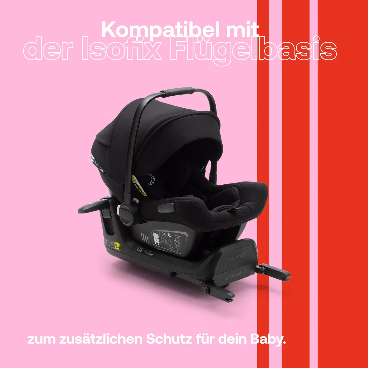 Bugaboo Turtle Air by Nuna, komfortabler Kindersitz fürs Auto mit Donkey Adaptern für den Autositz und großem Sonnendach, ultra-leicht & sicher