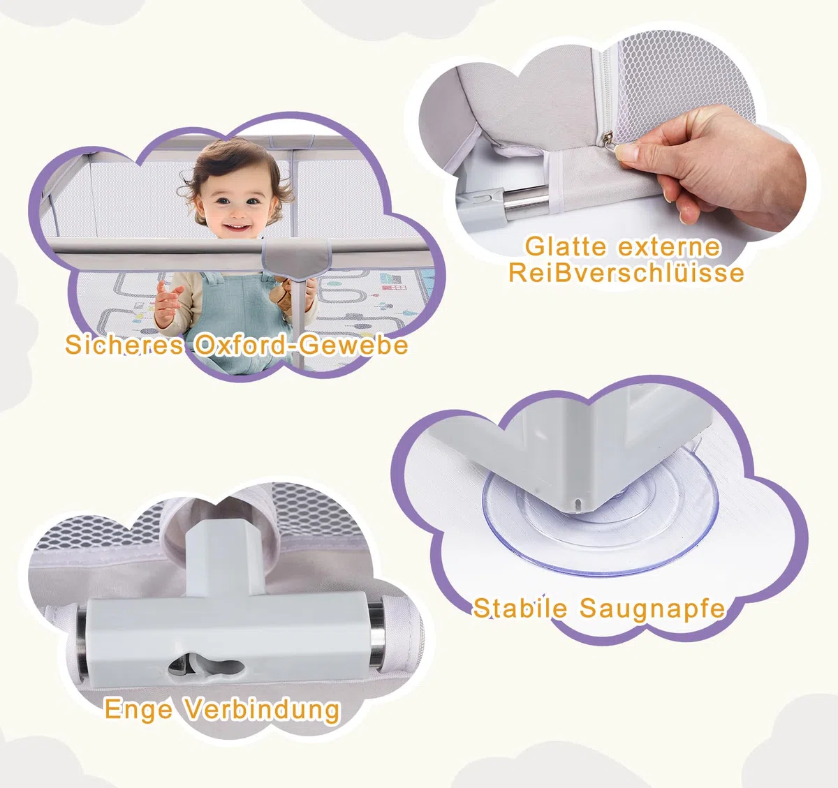 Faltbarer Baby-Laufstall 120x120 cm mit Spielmatte,Anti-Kollision Schaum Absperrgitter mit atmungsaktivem Netz–Der sichere Spielpark für Kind |Perfekter Laufgitter zum Krabbeln, Laufen & Spielen