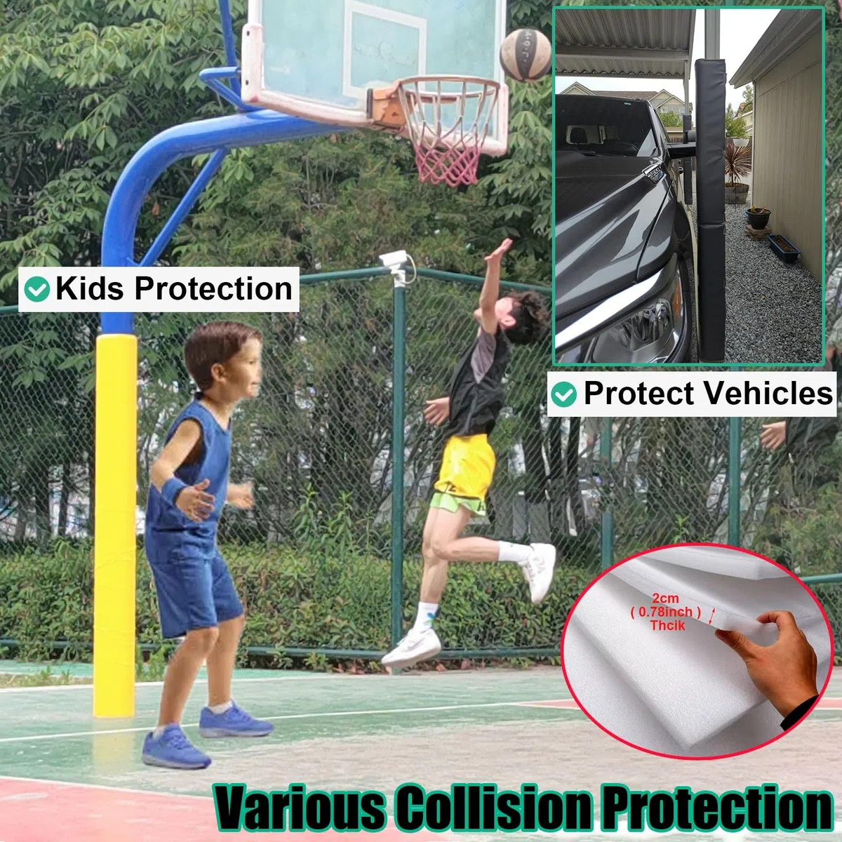 Gepolsterte Basketballkorb-Säulenwickel, perfekt für Schulen, Spielplätze und Kindergärten – Schutz für Sicherheit und Spaß – unverzichtbares Sportgerät-Zubehör