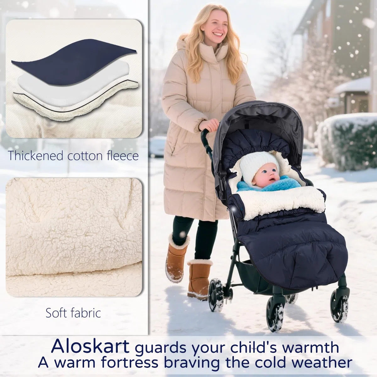 Baby Fußsack für Kinderwagen Winter, Fußsack Kinderwagen Baby Winter, Kinderwagen Fußsack, Fußsack Buggy, Winterfußsack Verdicktes, Universal,Grau