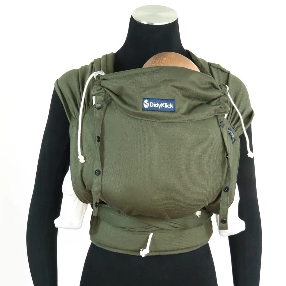 Didymos DidyKlick 4u Babytrage Halfbuckle Tragehilfe Olive ergonomische Sitzhaltung Bauchtrage Hüfttrage Rückentrage 3,5-20kg