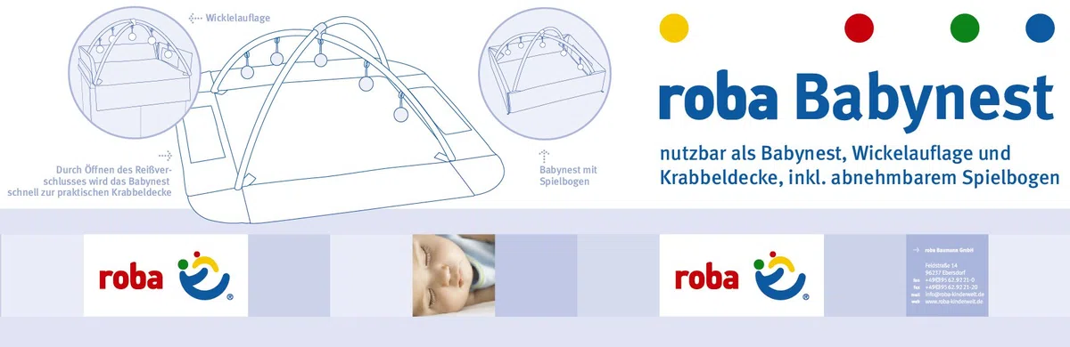 roba Baby Nest 4in1 'Adam & Eule', sichere Wickelauflage mit Absturzsicherung, Kuschelnest, Spiel- & Krabbeldecke, Activity Center mit Spielbogen & Spielelementen & Laufgittereinlage