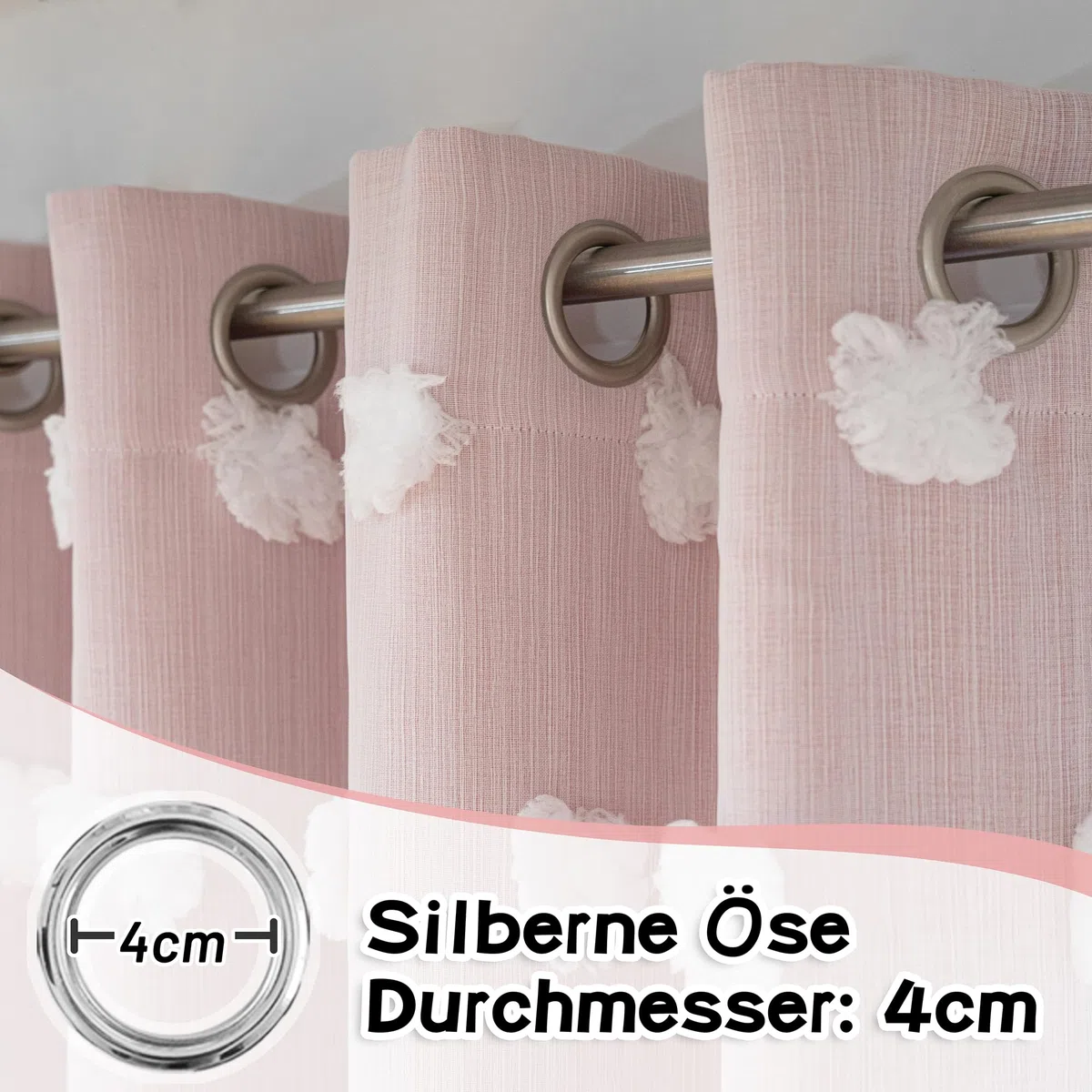 MYSKY HOME Gardinen Kinderzimmer Mädchen Verdunkelungsvorhang 2er Set Vorhänge mit Ösen Weiß Gaze Doppellagige Modern Gardine Kurz Wohnzimmer Verdunkelung Vorhang, H 160 x B 132 cm, Rosa