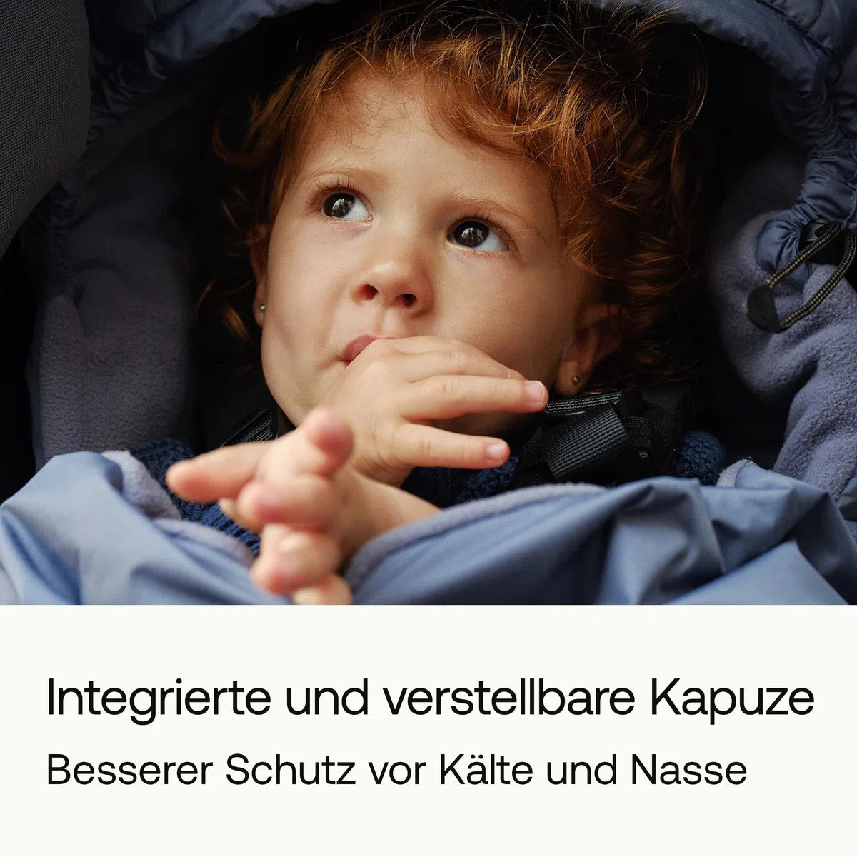 Bugaboo Performance Winter Fußsack für die kalte Jahreszeit, unverzichtbares Kinderwagen-Zubehör mit Kapuze und Zwei-Wege-Reißverschluss, Fußwärmer in Midnight Black