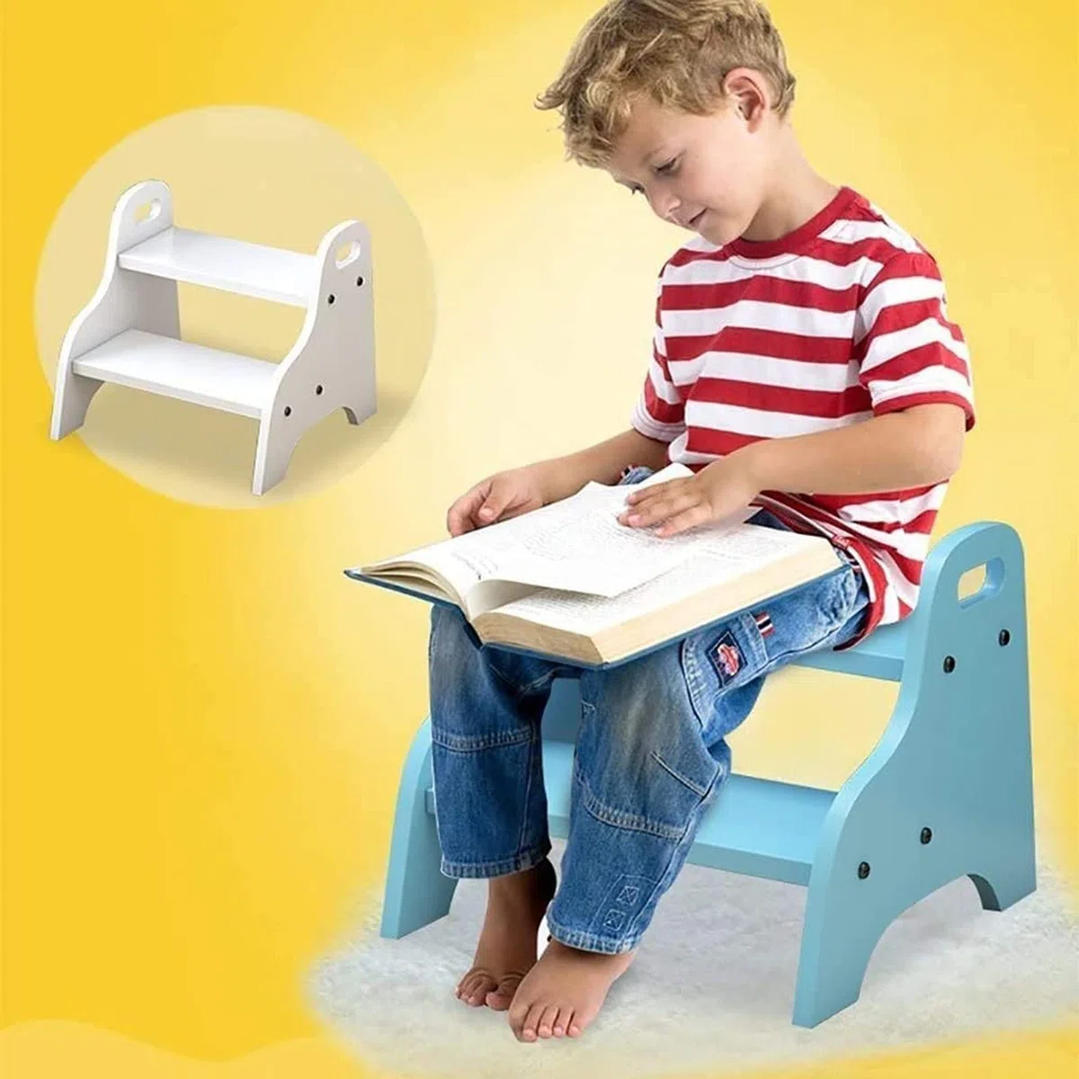 Robuster dünner Klapphocker Holz 2 Stufen Hocker Leiter für Kleinkinder Badezimmer Utility Kleine Fußhocker für Kinder Töpfchen Training Tragbares Indoor Blumenregal
