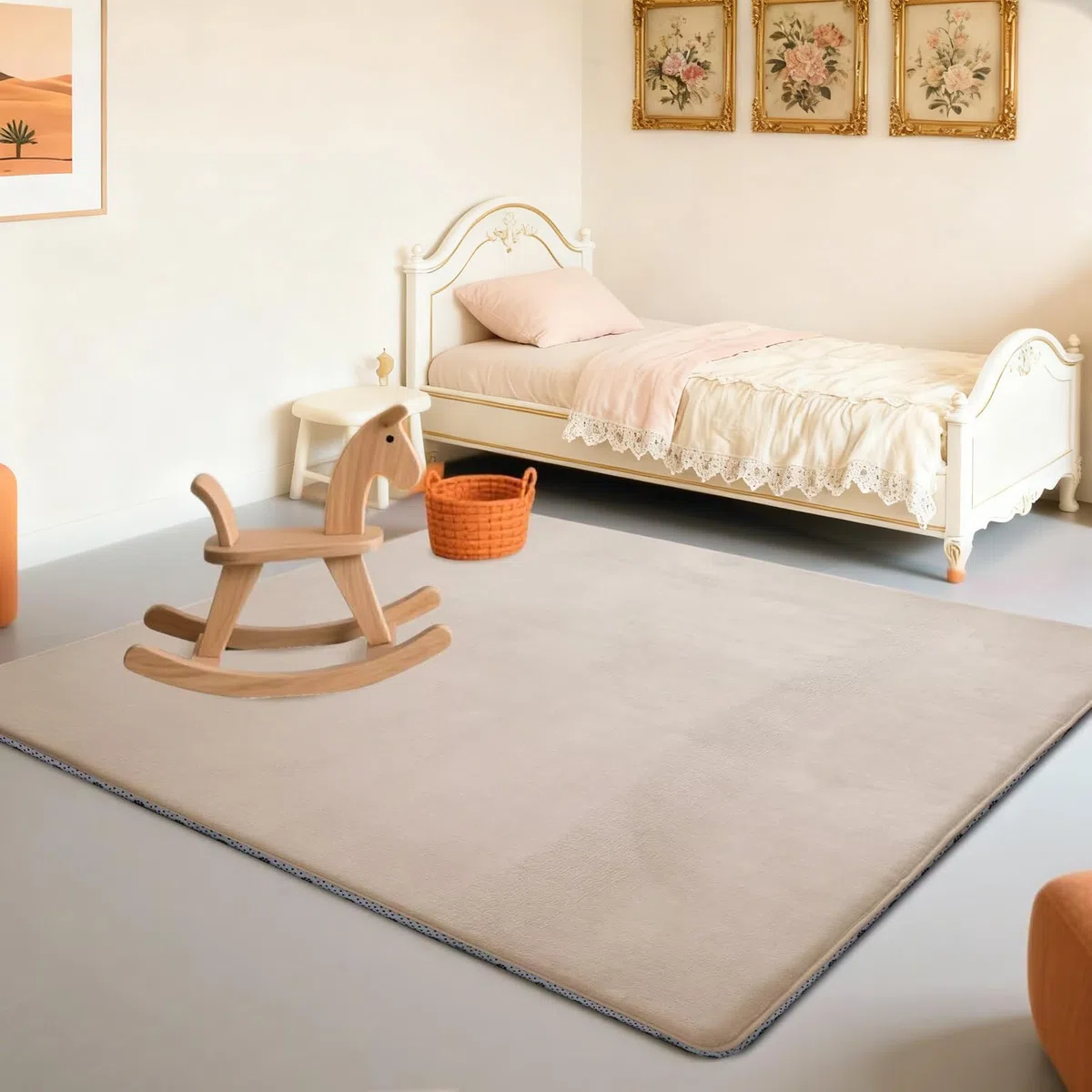 Spielmatte Baby 130 x 250 cm Hellbraun 2cm Dicke Teppich für Kinderzimmer mit Krabbelmatte Baby mit Rutschfester Unterseite Krabbeldecke, Kinderteppich, Spielteppich Kinder, Teppich Baby