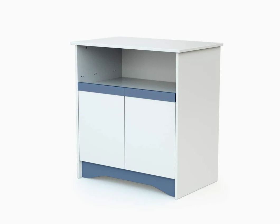 AT4 - COTILLON Wickelkommode Weiß und Blau | 2 Türen, 1 COTILLON-Nische aus Holz | Abnehmbares Wickelbrett im Lieferumfang enthalten