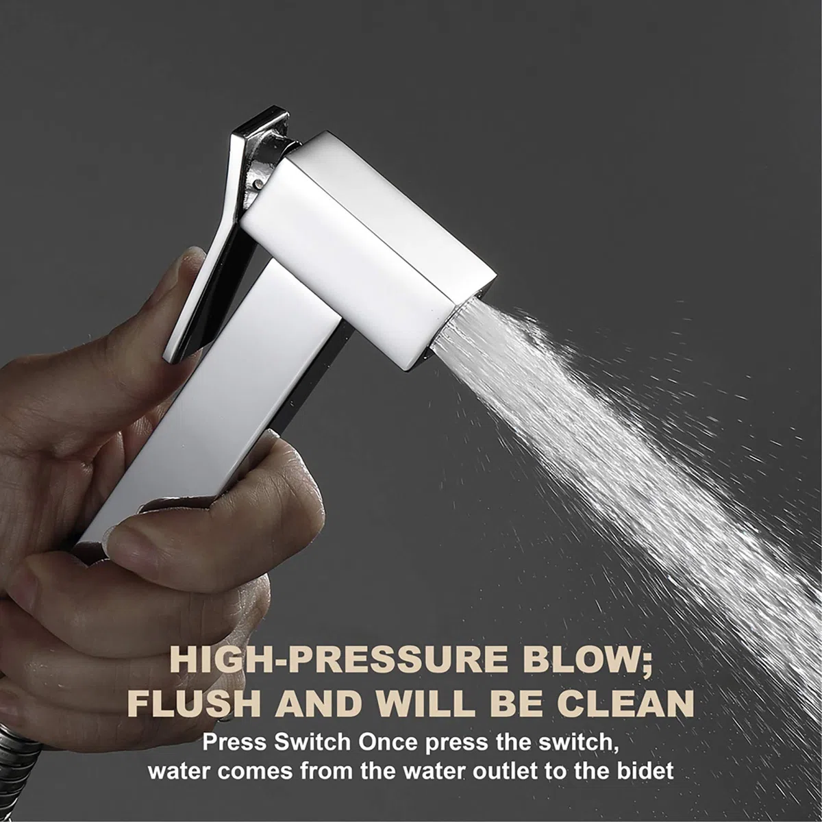 Tragbares Bidet-Sprühgerät for die Toilette, verchromtes tragbares Stoffwindel-Sprühset Messing-Badezimmer-Bidet-Sprühgerät mit Halterung for die persönliche Hygiene, Baden von Haustieren, PVC-Schlauc