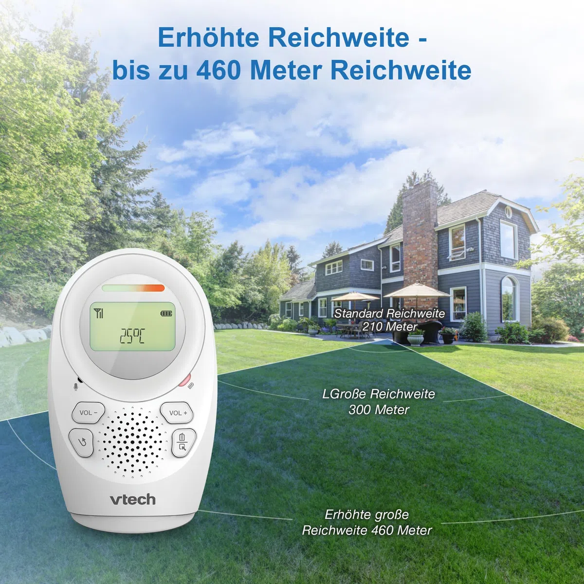 Vtech DM1212 Digitales Audio-Babyphon – DECT-Technologie, Gegensprechfunktion, Geräuschpegelanzeige, Temperatursensor, Sternenhimmel-Nachtlicht u. v. m. – Mit Eltern- und Babyeinheit