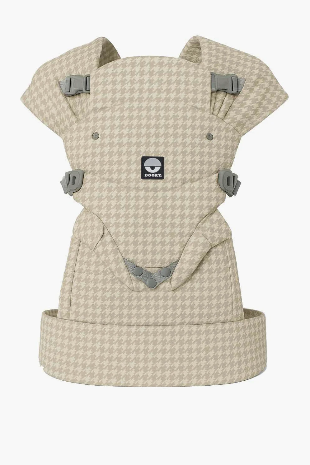 Dooky Carrier Cosy Comfort Babytrage für 0–3 Jahre bis 15 kg (verstellbare Tragehilfe Baby, faltbare Kopfstütze, ergonomisch, mit Lendenstütze, breite Schultergurte und Kreuzgurtsystem), Beige/White