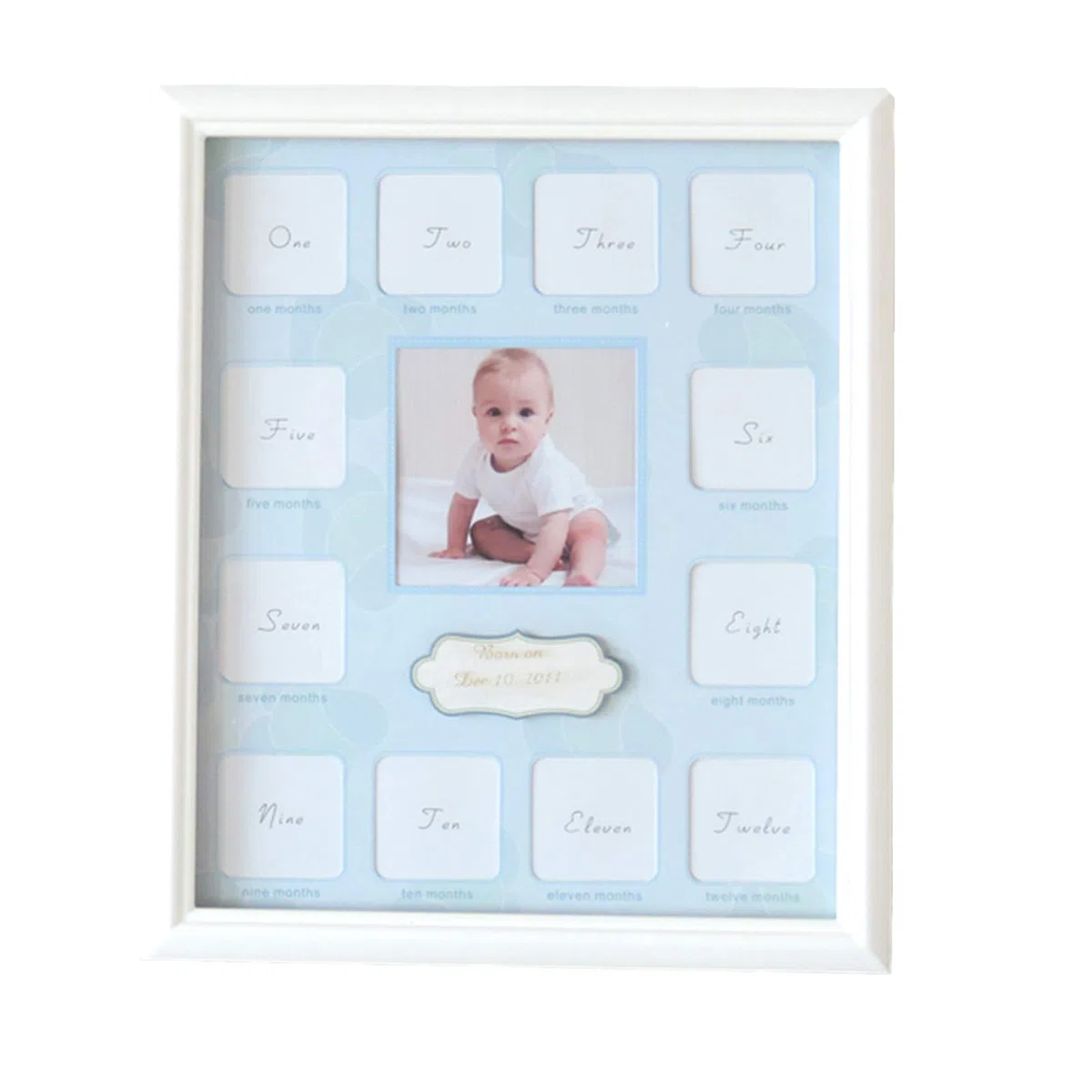 KMAKII Bilderrahmen mit Aufschrift "Baby 's First 12 Monat", Geschenk für werdende Mütter oder werdende Eltern, Weiß