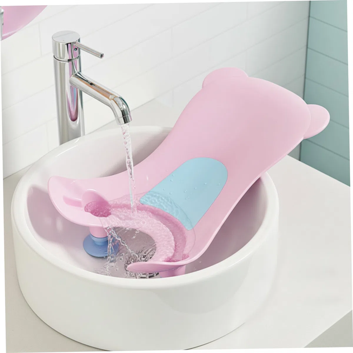 Baby-Waschbecken-Badewanne, tragbares Baby-Bidet, Badewannenunterstützung für Neugeborene, freihändiges Spülen, Po-Waschmaschine, für Waschbecken, einfacher Windelwechsel