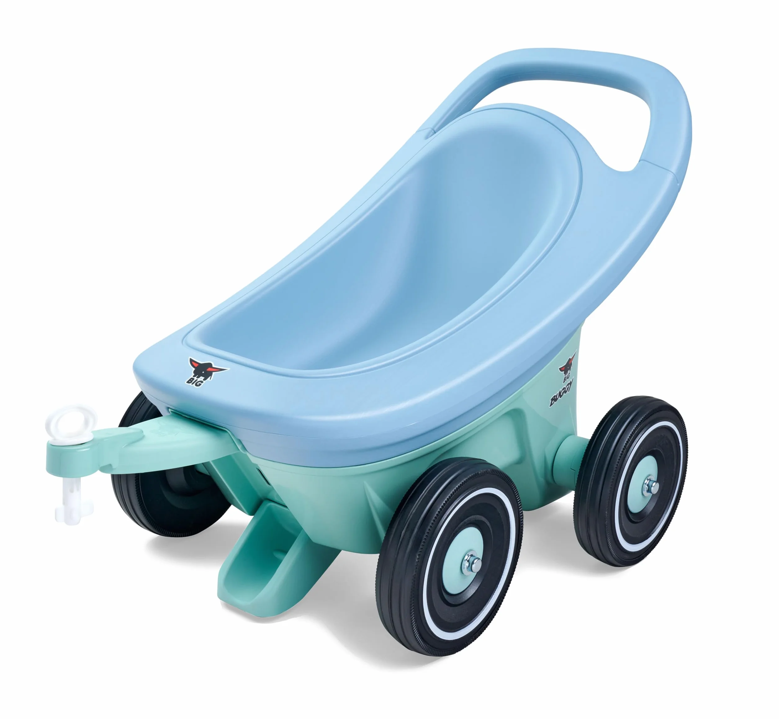 BIG Buggy 3-in-1 Lauflernwagen mit verstellbarer Bremsfunktion, Anhänger, inklusive 4 Flüsterräder, blau-türkiser BIG Buggy, für Kinder ab 1 Jahr