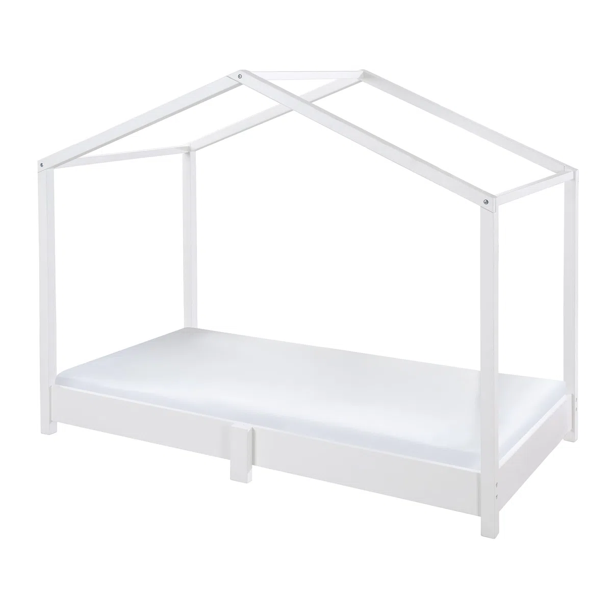 roba Hausbett 70 x 140 cm - Bodenbett für Kinder nach Montessori Prinzip - Erweiterbar durch Lattenrost, Matratze und Hausbettbezug - Holz weiß lackiert