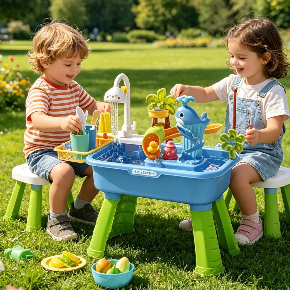 Generisch Wassertisch für Kinder Sensorik Waschbecken Sommer Spielzeuge | Kinder Aktivitäts-Spieltisch für drinnen und draußen Für Garten, , Park, Terrasse, Camping, drinnen und draußen, Vorschule,