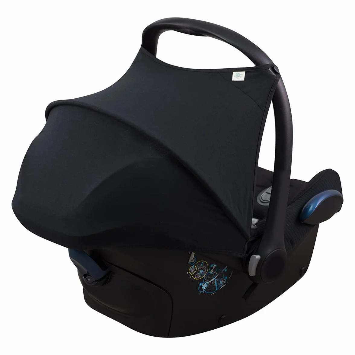 JYOKO KIDS Sonnenverdeck für Maxi-Cosi Cabriofix Gruppe 0, Atmungsaktiver Baumwollbezug Black Series