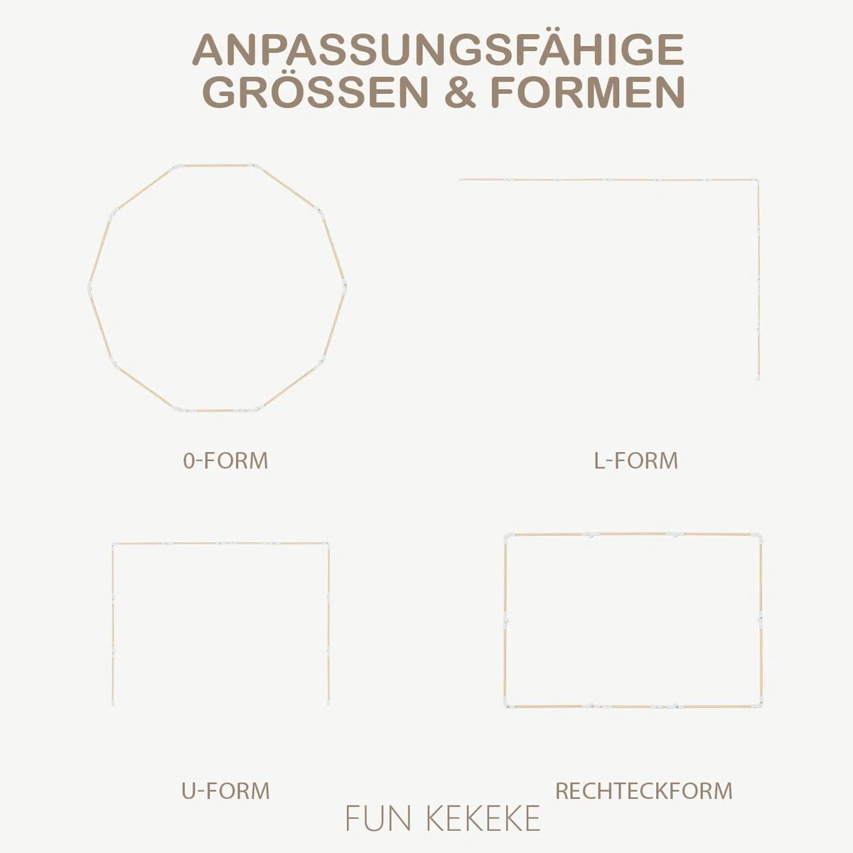 Laufstall Baby, Laufgitter Baby aus Holz, faltbar mit Tür & Sicherheitsverschluss, individuell formbarer Krabbelgitter Absperrgitter für Babys & Kleinkinder(214 * 141 * 61cm)