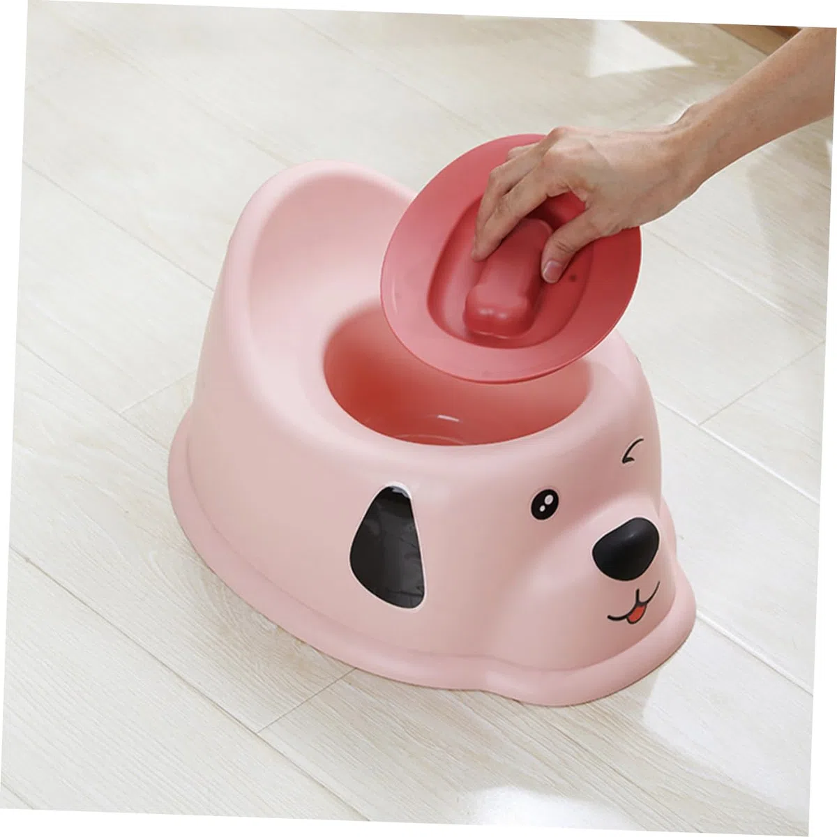 Kinder Toilettensitz für Jungen und Mädchen, Pp, mit Deckel | Kleinkind Töpfchen für Zuhause, Niedliches Hunde Motiv, Spritzschutz und Leicht zu Reinigen