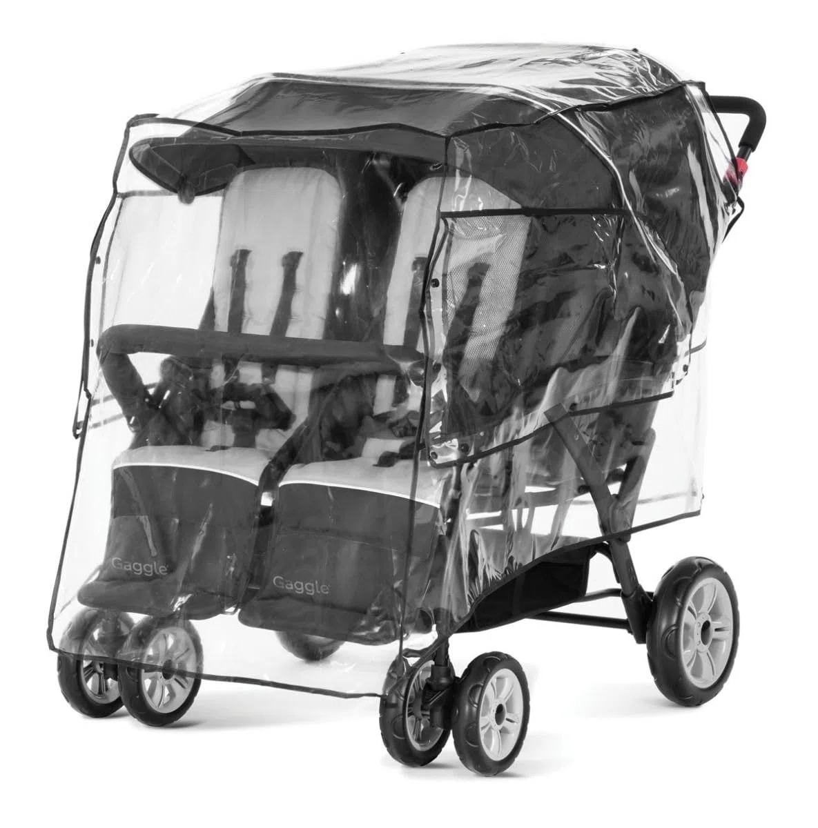 Regenschutz für Kinderwagen Gaggle Quad und Gaggle Compass - Regenschutz für 4-Sitzer-Kinderwagen - Regenschutz mit Sichtfenster - Öffnung für Luftzirkulation - 144,8x106,7x122 cm