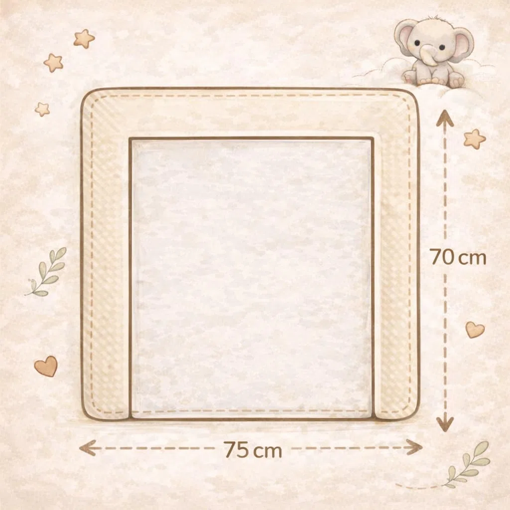 Wickelauflage mit 2 wasserfesten Frotteebezügen – 3-teiliges Set mit Druckknöpfen – Baby Wickelunterlage - Wickeltischauflage aus Baumwolle – 75x70 cm (Breite x Tiefe), Zweige