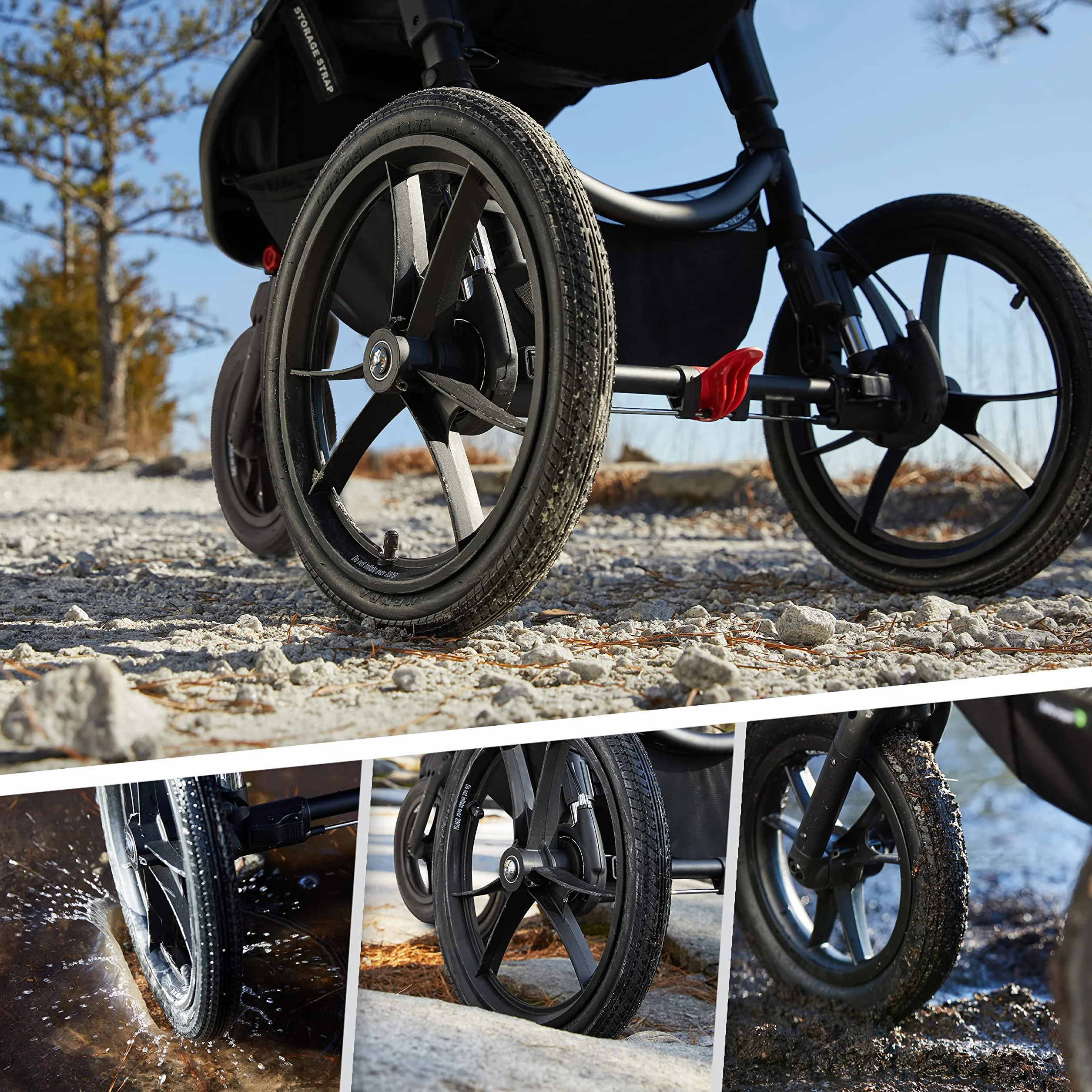 Baby Jogger Summit X3 Kinderwagen zum Joggen, zusammenklappbarer 3-Rad-Sportkinderwagen mit Handbremse, Midnight Black