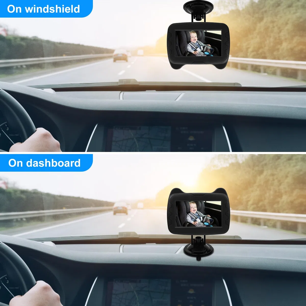 Baby-Autospiegel, 4,3 Zoll HD Display, 1080P Autospiegel mit IR Nachtsicht, mit Weitwinkel Sicherheitskamera für optimale Beobachtung Ihres Babys