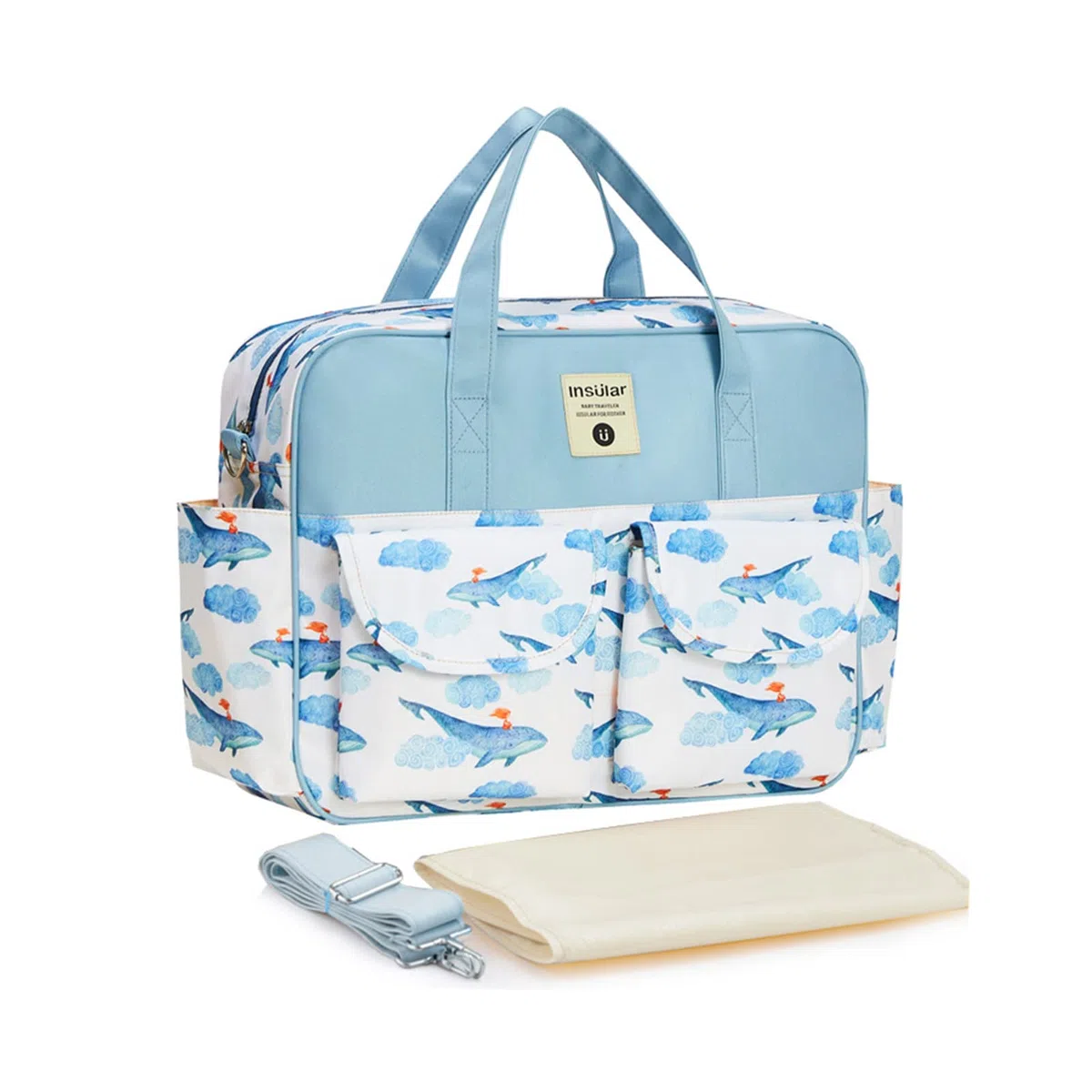 SONARIN Stilvolle Große Kapazität Baby Wickeltasche,Wasserdicht Tragbare Reise Wickeltasche Umhängetasche Tragetasche Henkeltaschen Babytasche mit Schultergurte & Wickelunterlage