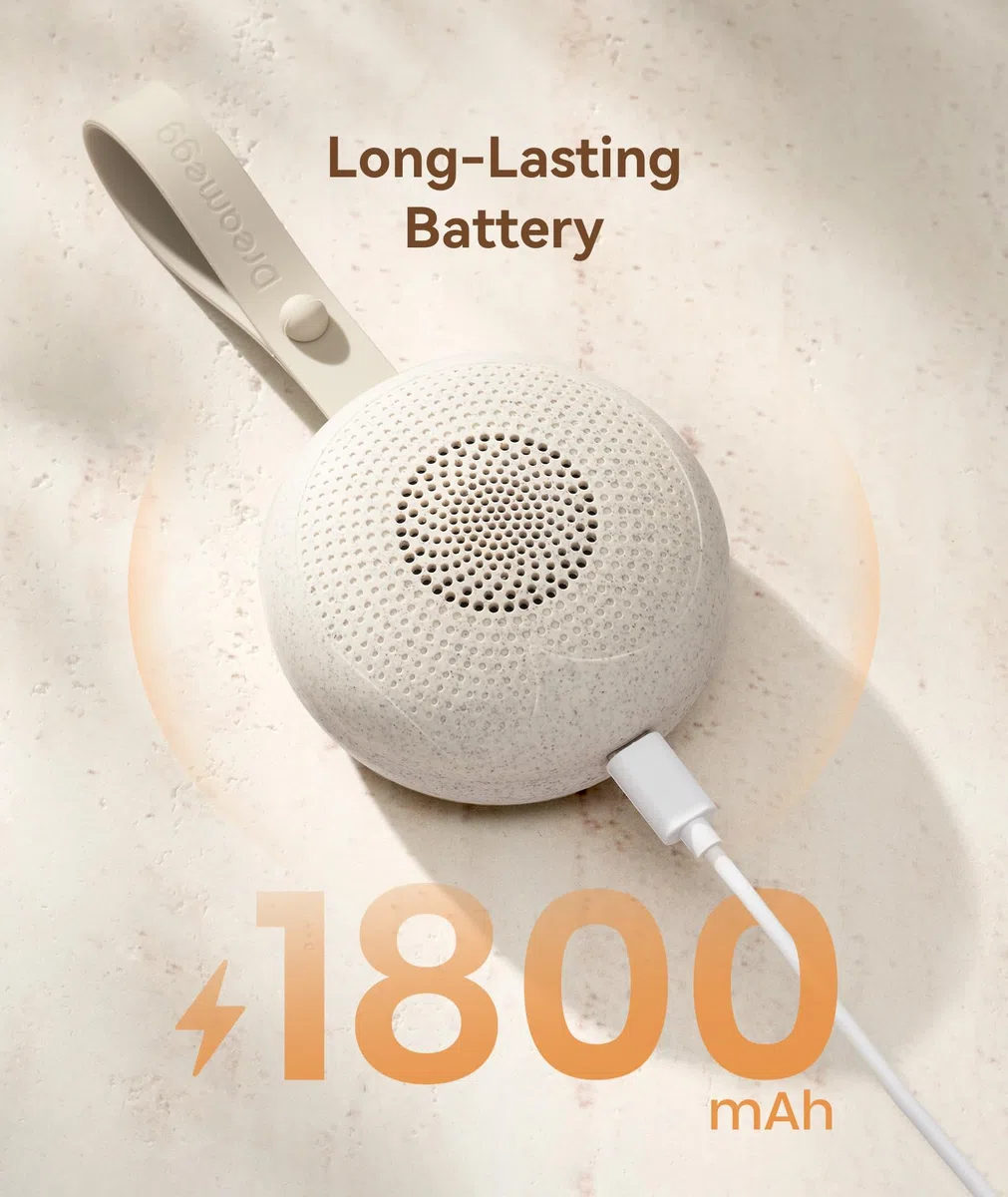 Dreamegg Tragbare White Noise Machine Babys aus Nachhaltigen Materialien, Gerät für Weißes Rauschen mit 21 Beruhigende Klänge, Einschlafhilfe für Babys, 30/60/90 min Timer, 1800mAh, USB, Spieluhren