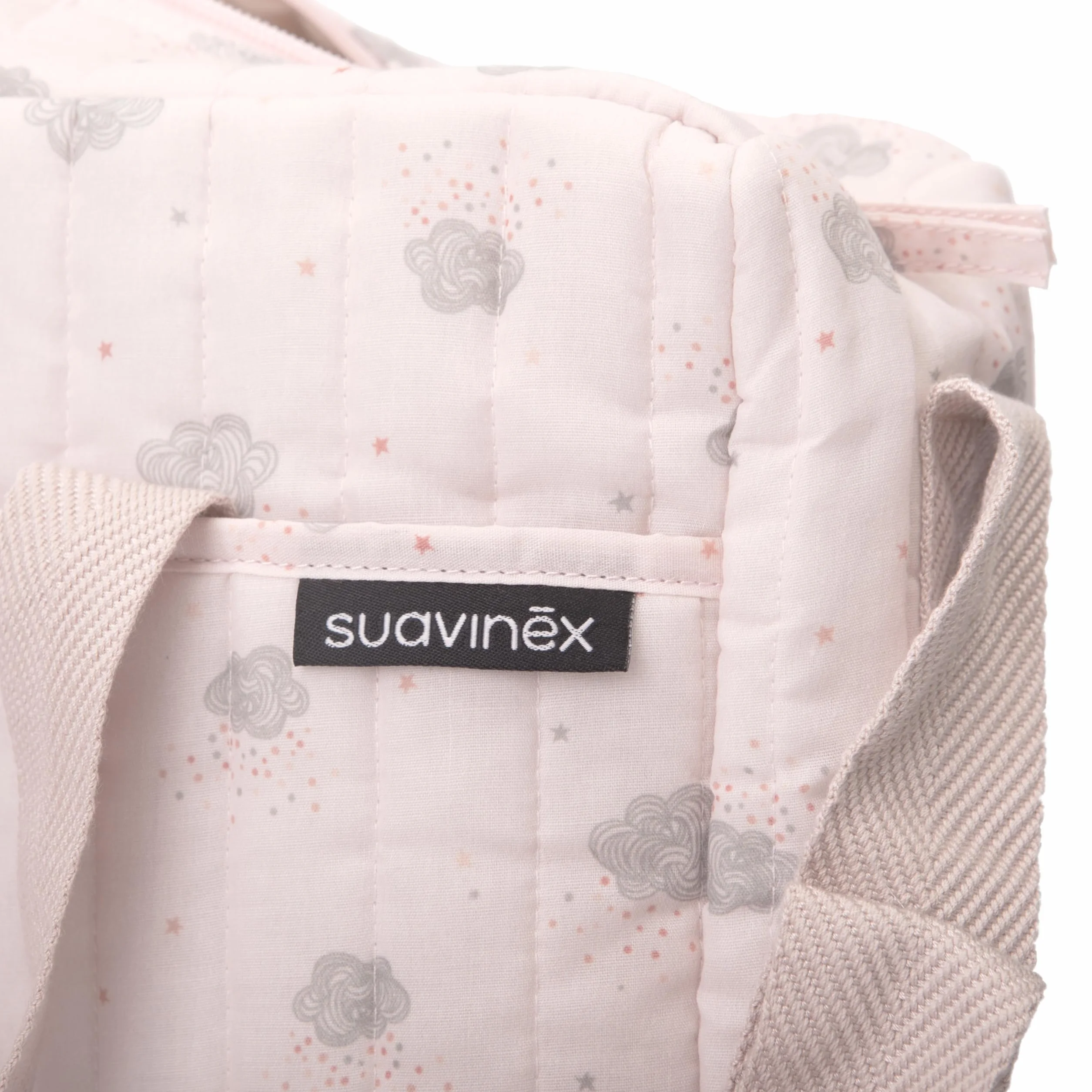 Suavinex, Baby-Wickeltasche mit Kosmetik: weiches Waschgel 300 ml + Feuchtigkeitsmilch 300 ml + Wickelcreme 75 ml + Tücher 60 Einheiten. Geschenk zur Geburt für Mädchen und Jungen, Korb für
