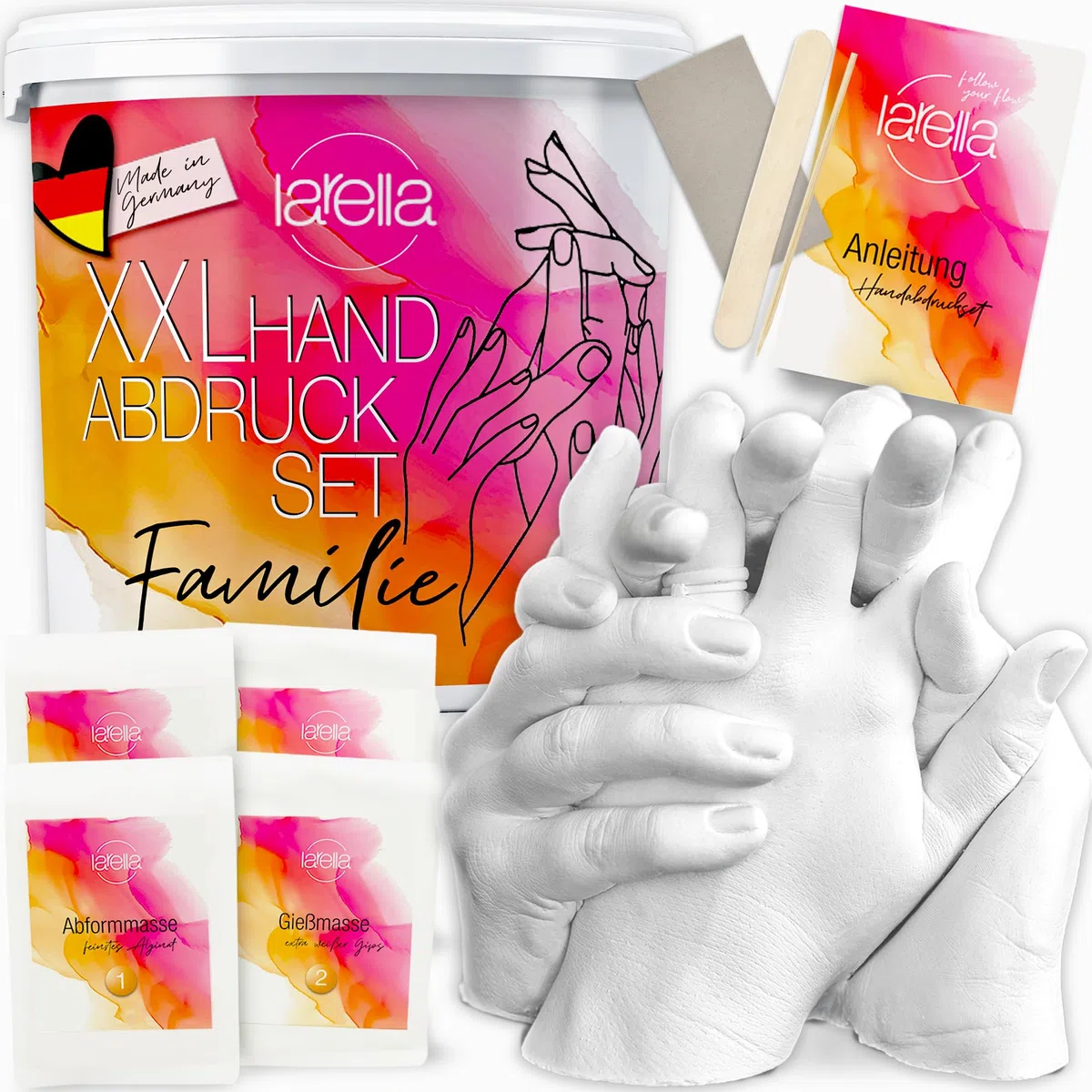 XXL Handabdruck Set Familie - Muttertagsgeschenke für Mama - Familien-Geschenke - Geschenk für die ganze Familie - 3D Handabdruck-Set - Personalisierte Geschenke für Familien