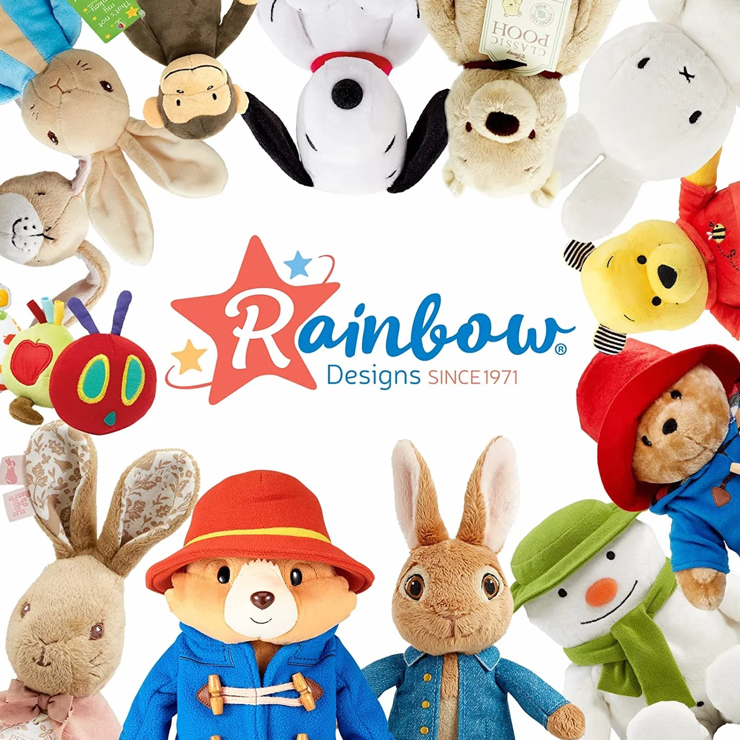 Rainbow Designs Bedtime Cuddles with Peter Rabbit – Klassisches Plüschtier mit Sternenhimmel, projizierender Nachtlicht-Laterne und Wiegenlied-Geräuschen