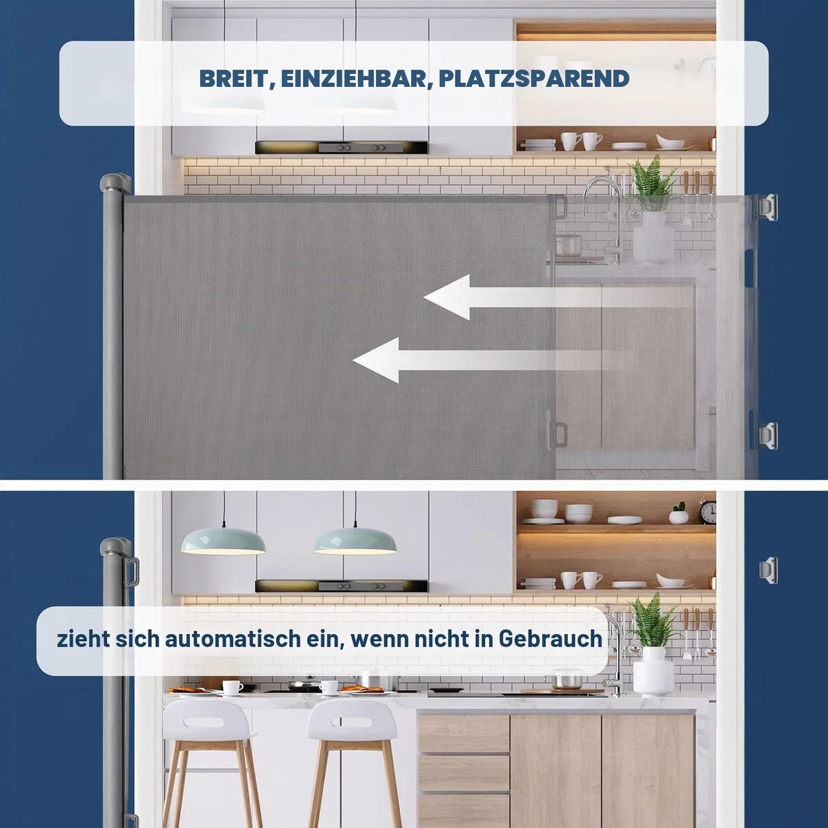 HollyHOME Treppenschutzgitter Ausziehbar 0-180cm, Extra Breit Babygitter, Einhandbedienung, Türschutzgitter für Babys und Haustiere, Kinderschutzgitter, Maschengitter für Treppen,Türen,Flure,Grau