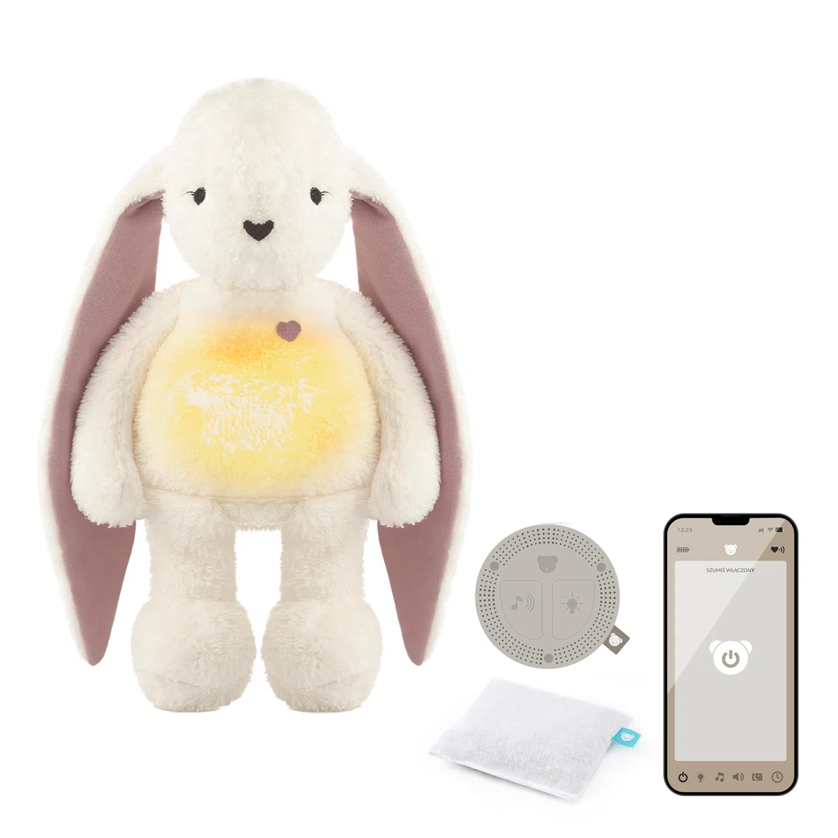myHummy Bunny ecru-rose DUO Einschlafbär mit App — Schlaflieder & weißes Rauschen