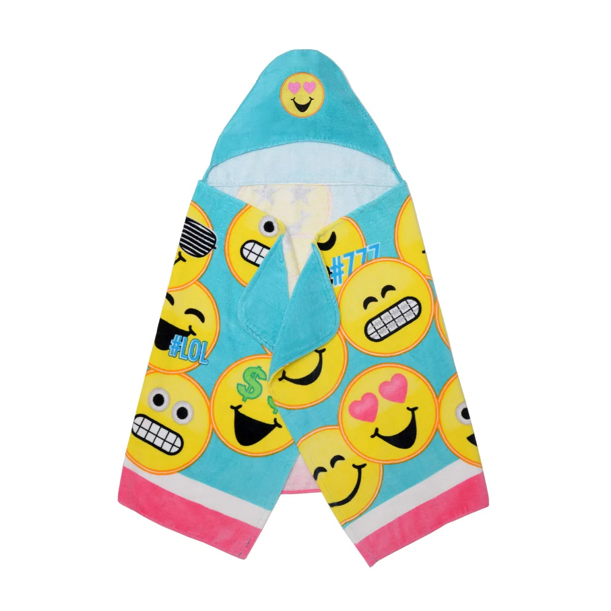 Franco Kinder Badetuch mit Kapuze, Baumwolle, 61 x 127 cm, Emojination Blau