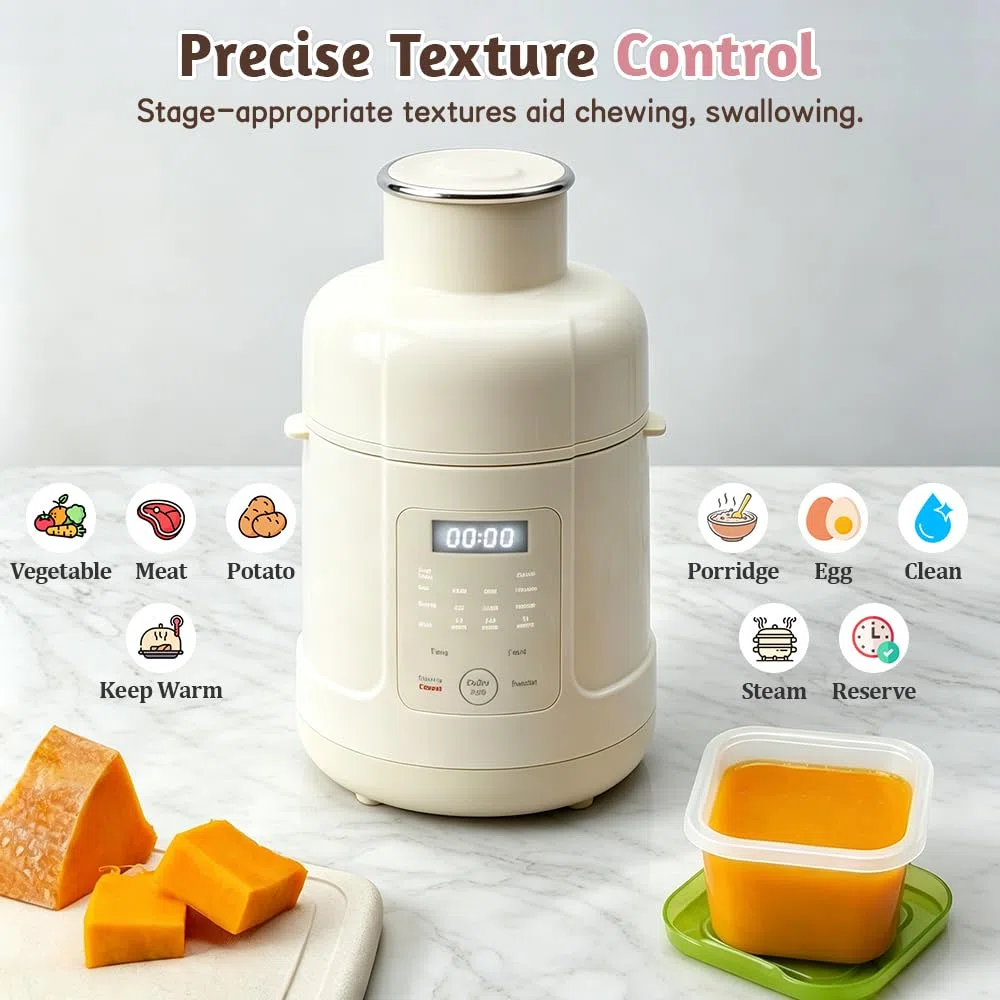 Babynahrungszubereiter, Dampfgarer mit Mixer,Aufwärmen, Automatische Reinigungsfunktion, Edelstahl Babybrei Zubereiter Multifunktion, BPA-frei