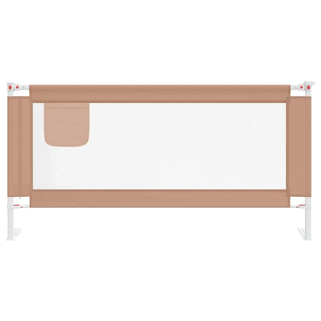 Kleinkind-Bettschutzgitter Taupe 180x25 cm Stoff mit klappbarem Seitengitter, höhenverstellbar, sicherer Rausfallschutz für Babybett, Kinderbett, Elternbett und Boxspringbett