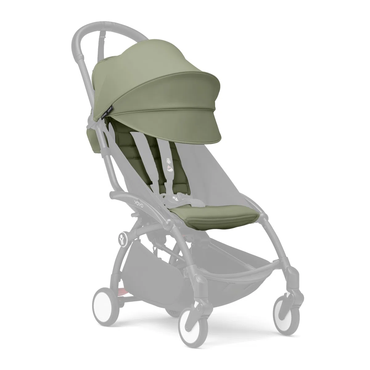 Stokke YOYO 6+ Farbpaket, Olive - Nur Textilien: Sitzpolster, ausziehbares Verdeck & Reißverschlusstasche hinten - Erfordert YOYO-Rahmen (separat erhältlich)