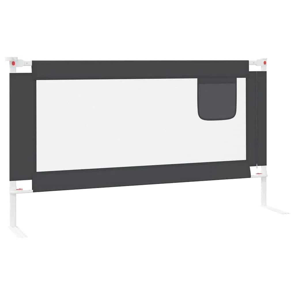 Kleinkind-Bettschutzgitter Dunkelgrau 150x25 cm Stoff mit Höhenverstellung, Rausfallschutz und klappbarer Barriere für Kinderbett, Elternbett, Boxspringbett und Reisebett