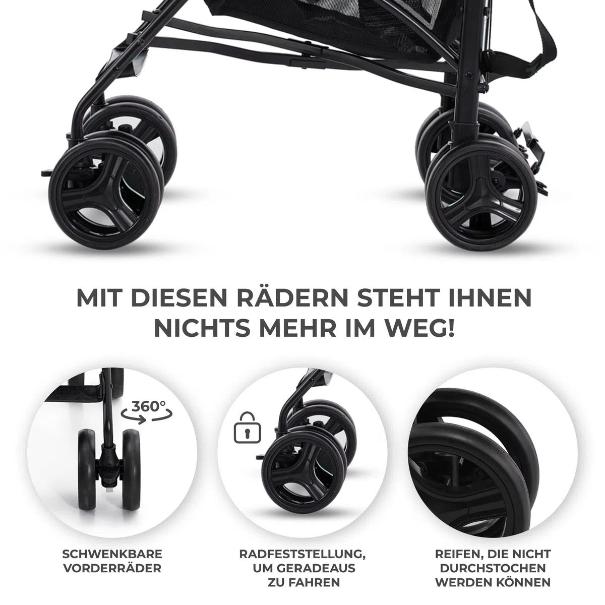 Kinderkraft TIK Kinderwagen, Liegebuggy, Sportwagen, Leicht - 6,5kg, Drehbare Vorderräder, Verstellbarer Griff, Stufenlose Einstellung der Rückenlehne, Schnelles Zusammenklappen, bis zu 17kg, Grau