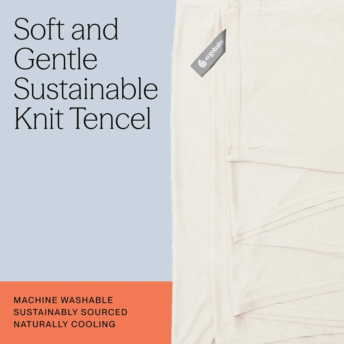 Ergobaby Babytragetuch für Neugeborene ab Geburt bis 11,3 kg, Aura Knit Tragetuch aus recycelten Stoffen, Elastisch und atmungsaktiv, Sling Wickeltuch unisex, Cream