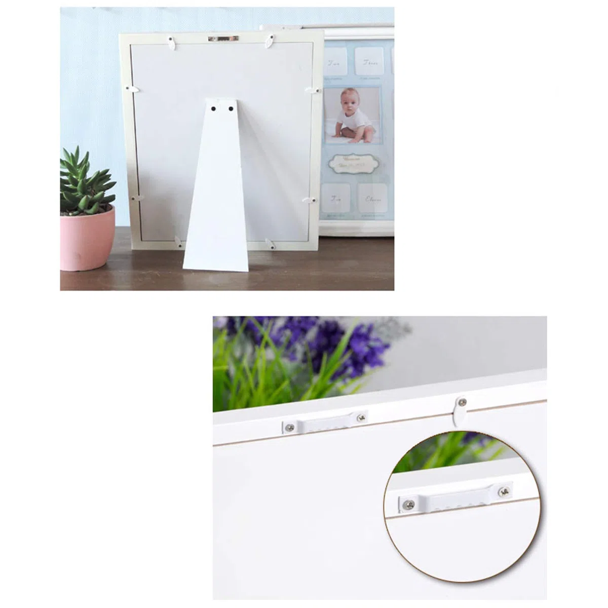 KMAKII Bilderrahmen mit Aufschrift "Baby 's First 12 Monat", Geschenk für werdende Mütter oder werdende Eltern, Weiß