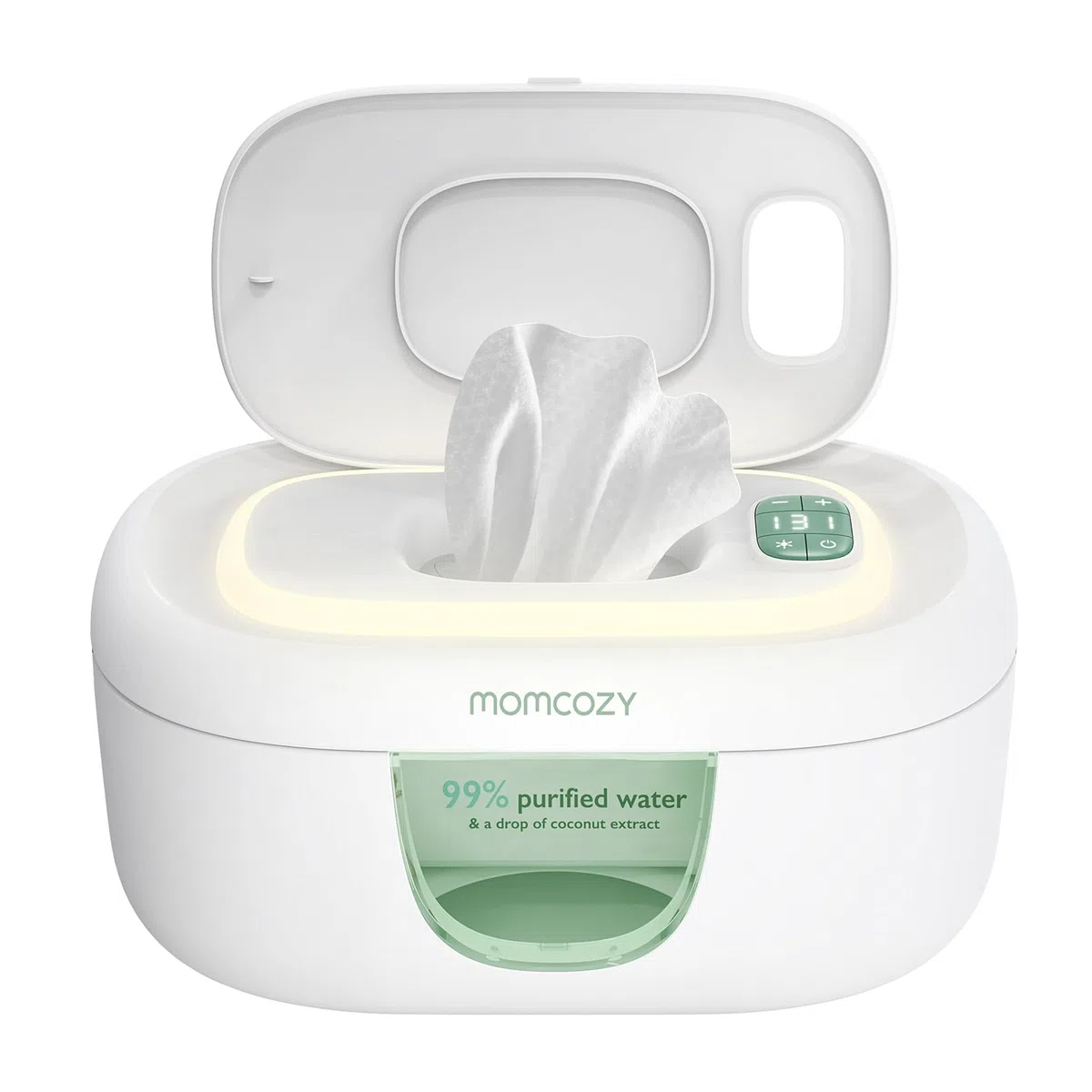 Momcozy Feuchttuch Wärmer, Federdesign, Feuchttücher Box mit großem Fassungsvermögen, schnelles und gleichmäßiges Erwärmen, Temperaturregelung mit 4 Heizmodi, Feuchttuchwärmer mit Nachtlicht