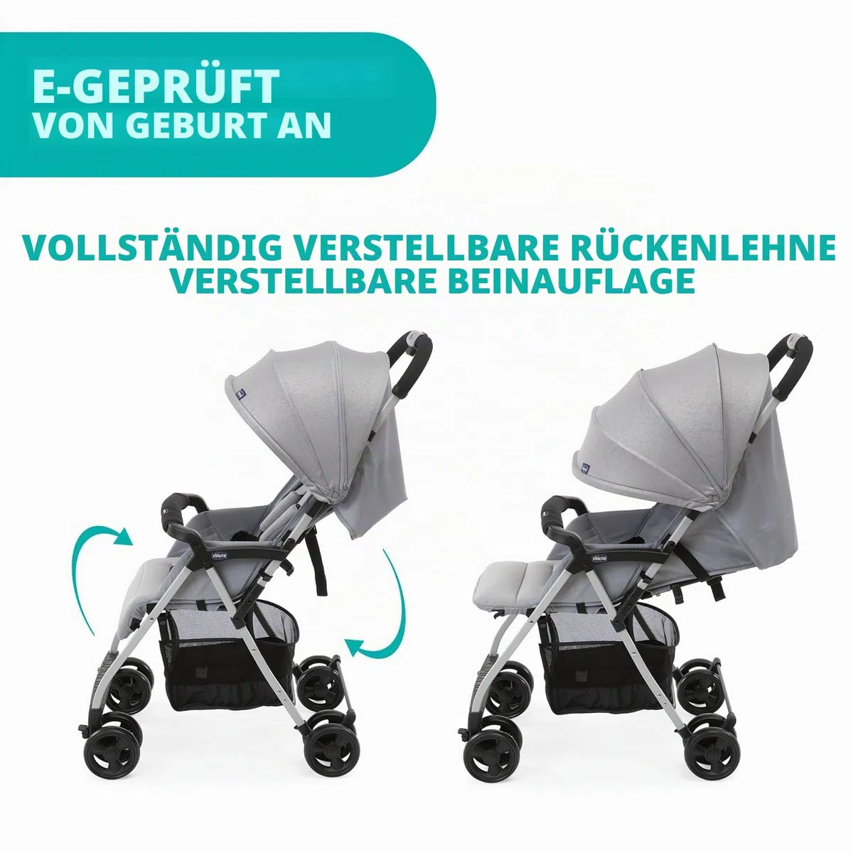Chicco OHlalà 3 Ultra-Leichtgewicht Kinderwagen von Geburt bis 15 kg, Liege- und Faltbuggy mit großem Einkaufskorb, Kompakt, Regenschutz und Ausziehbares Verdeck