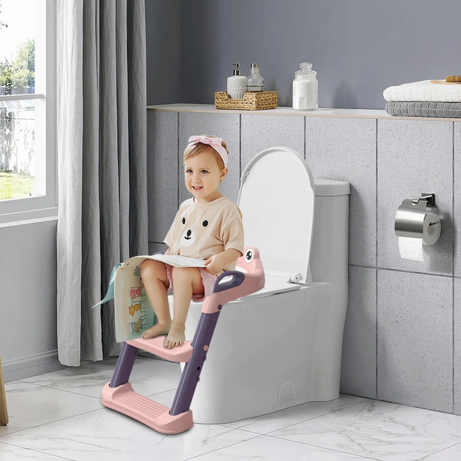 Töpfchen-Leiter, Töpfchensitz mit Stufen,Toilettentreppe | Töpfchensitz | Step Up | Töpfchensitz, Rutschfester Töpfchen-Hocker mit Griffen für die Reise