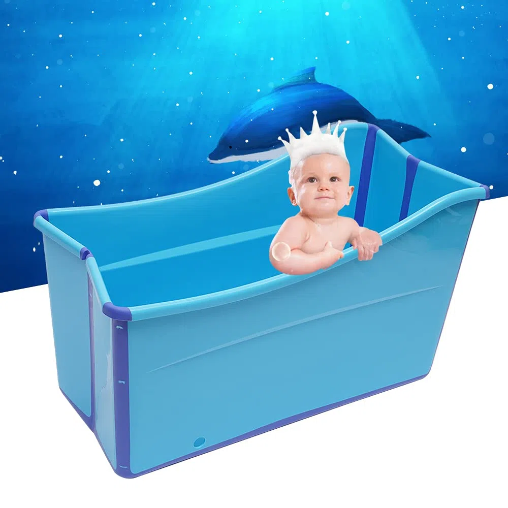 Mobile Badewanne für Erwachsene Faltbare Badewanne 87x46x56.5cm Babyschwimmbecken mit Ablaufschlauch Ideal für das kleines Badezimmer