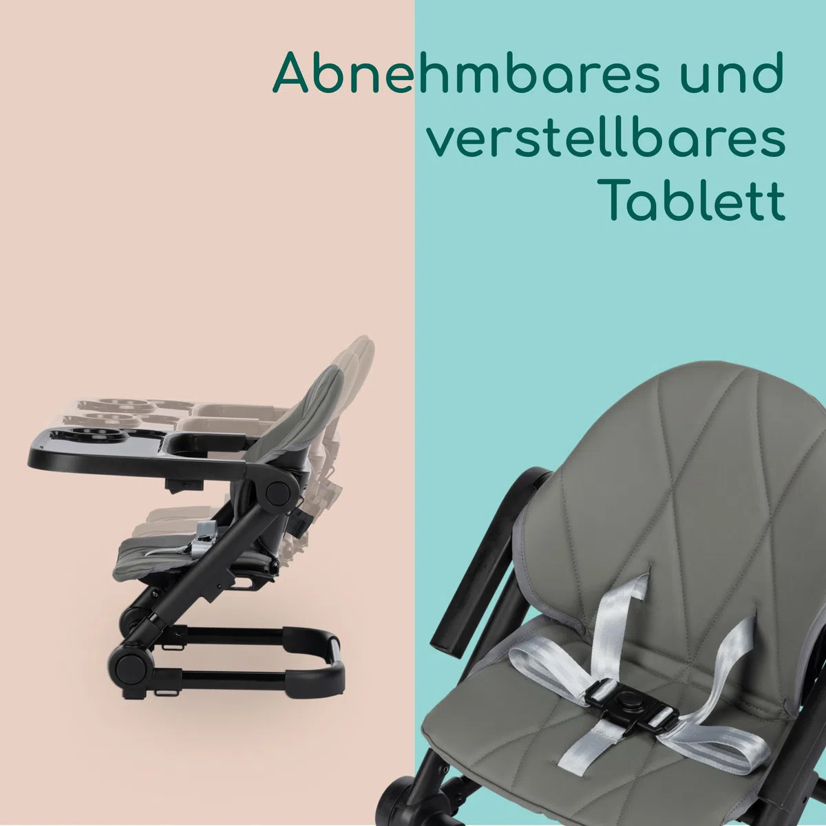 Bebeconfort Moly Sitzerhöhung Kind 6 Mon–3 Jahre 9–15 kg klappbarer Hochstuhl 3 Höhen Tinted Grey