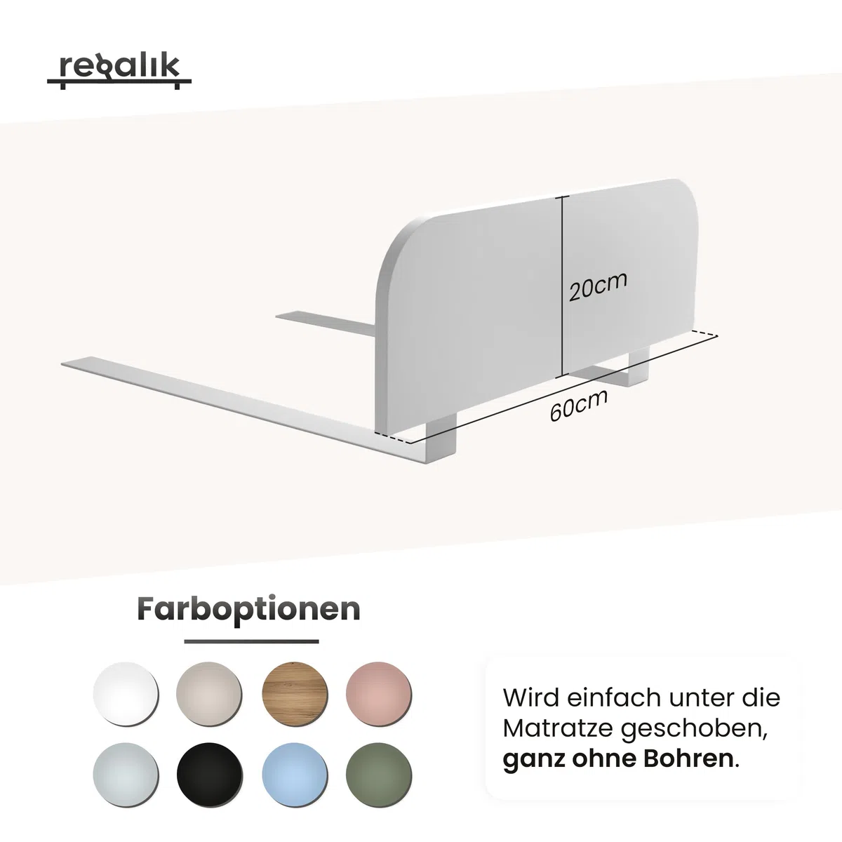 Bettgitter Rausfallschutz Kinderbett 60 x 20 cm, Rosa, ohne Bohren | Stabile Absturzsicherung aus laminierter Platte, Montage unter der Matratze, passend für Kinderbett und Babybett