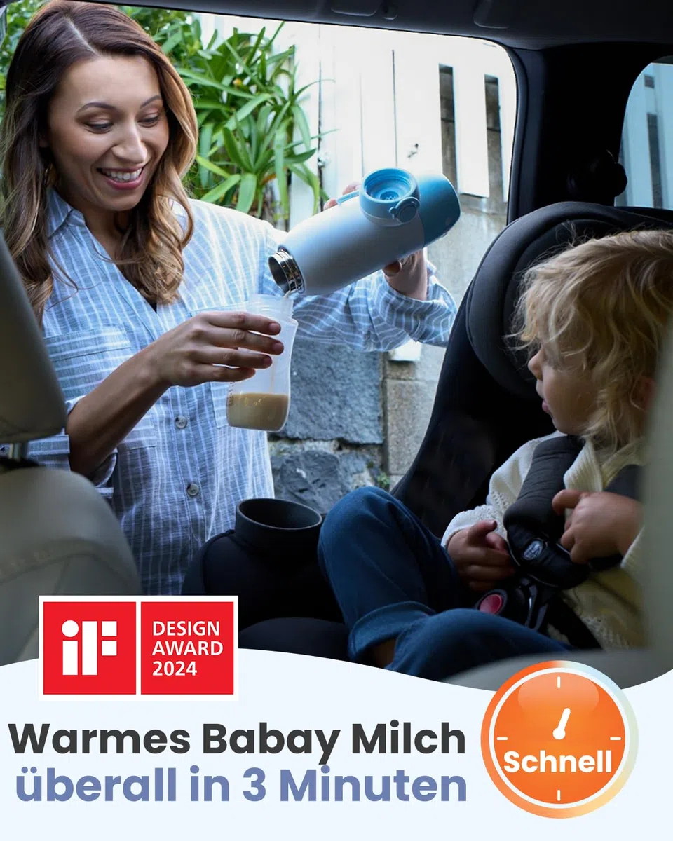 Grownsy Flaschenwärmer baby Unterwegs Schnellheizender babyflaschen wärmer mit 10000mAh Akku 600ML Kapazität und Präzise Temperaturkontrolle Tragbarer milchwärmer für Reise & Auto